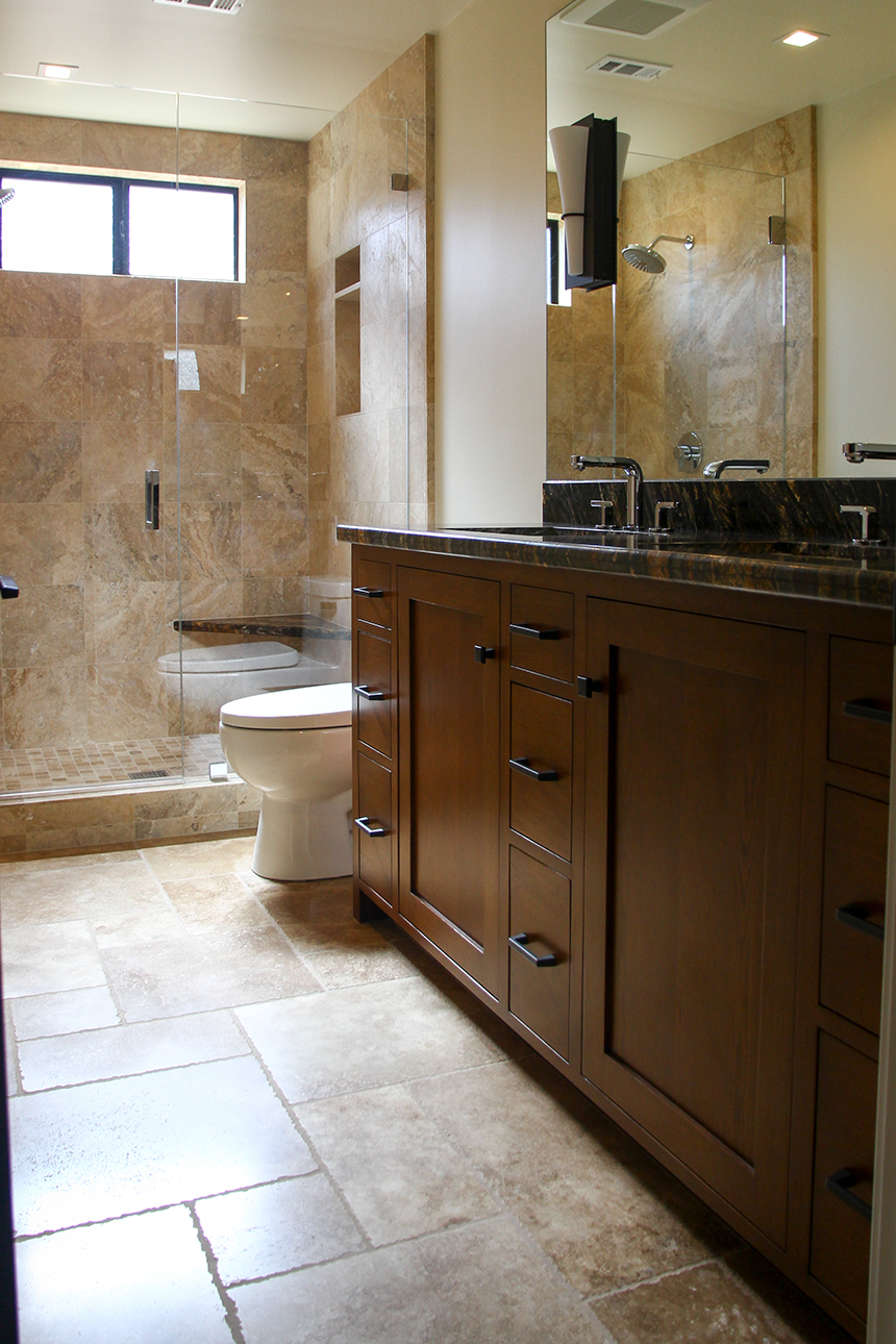 Custom bathroom completed by Frank Villierme Construction in Ojai, California.