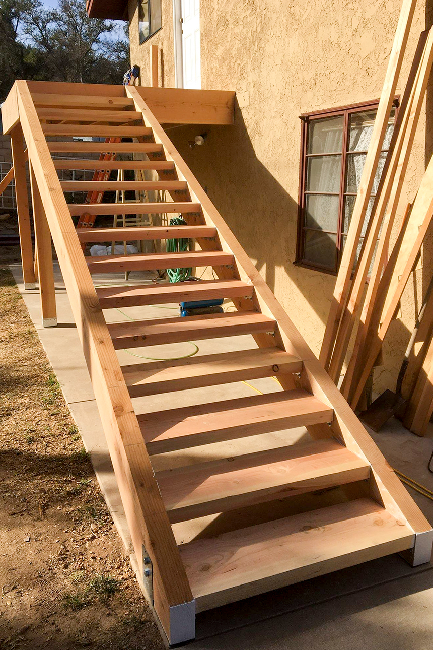 Custom outdoor stairs completed by Frank Villierme Construction in Ojai, California.